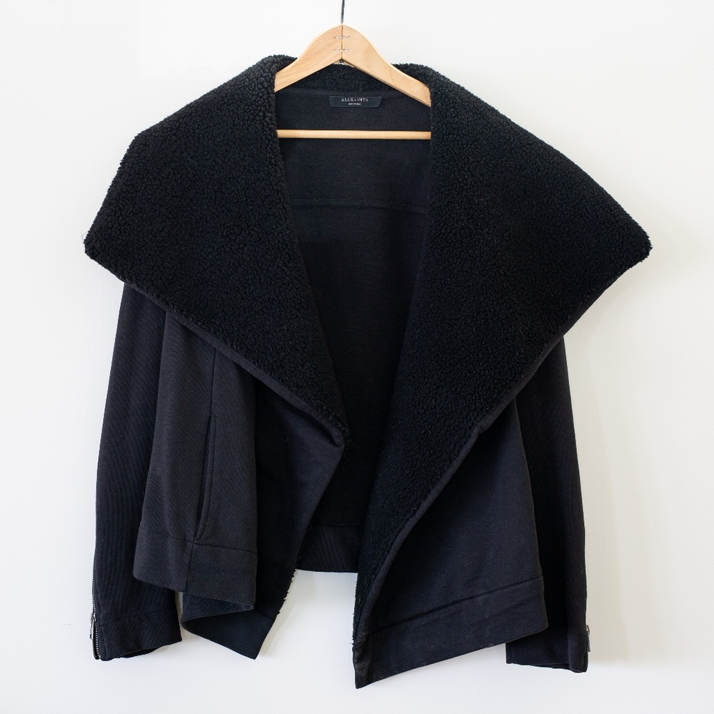 All Saints Bora Biker Sweatshirt Jacket size M